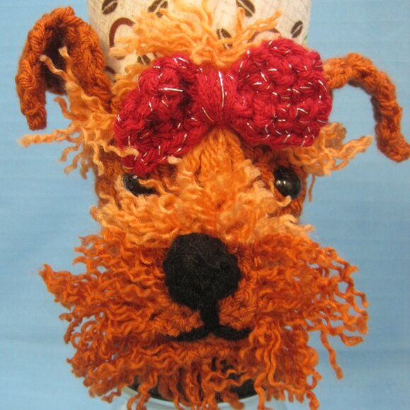 Yorkie Yorkshire Terrier RED Crochet Handmade Cup Cozy Holder  Handmade Figurine - Picture 1 of 6
